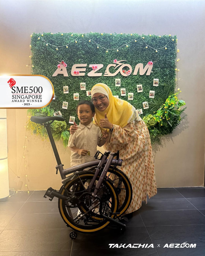 Qirin rides off on her brand-new Flashy Takachia Tiime Series trifold bike in Prism Purple!