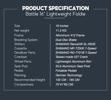 Load image into Gallery viewer, BATTLE LIGHTWEIGHT FOLDIE - (16 INCH)
